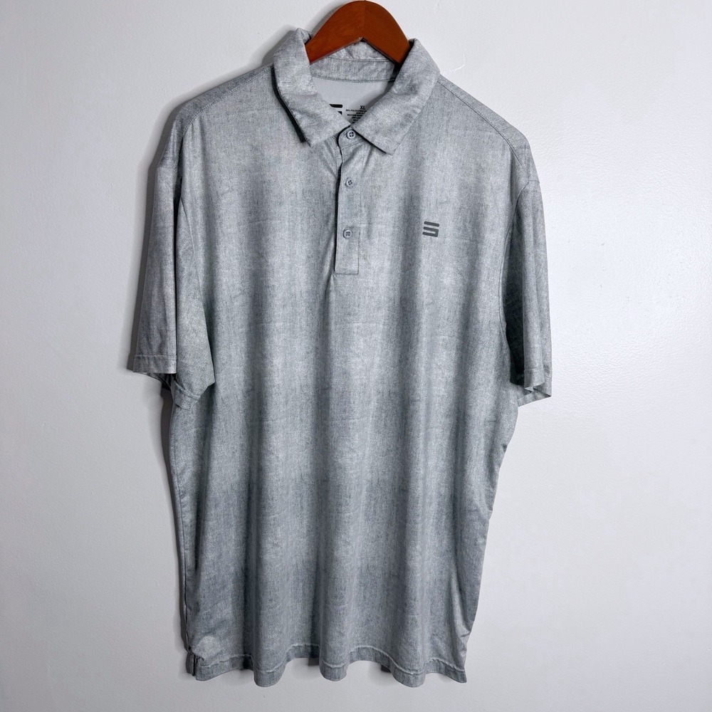 NWOT Three Sixty‎ Six Men's XL Gray Marbled Performance Golf Polo Shirt Stretch